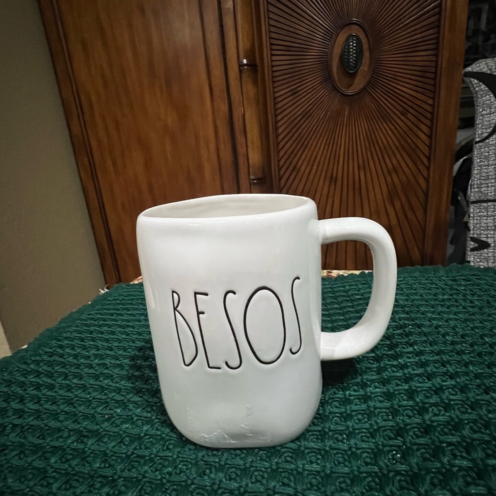 Rae Dunn White 'BESOS' Ceramic Mug